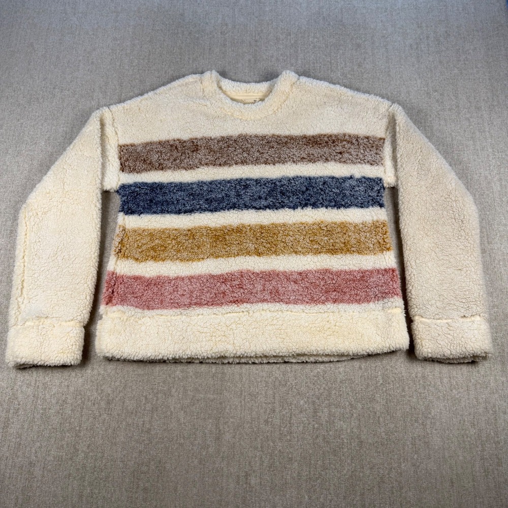 Harper Heritage Sweatshirt Women S Cream Striped Sherpa Fleece Pullover